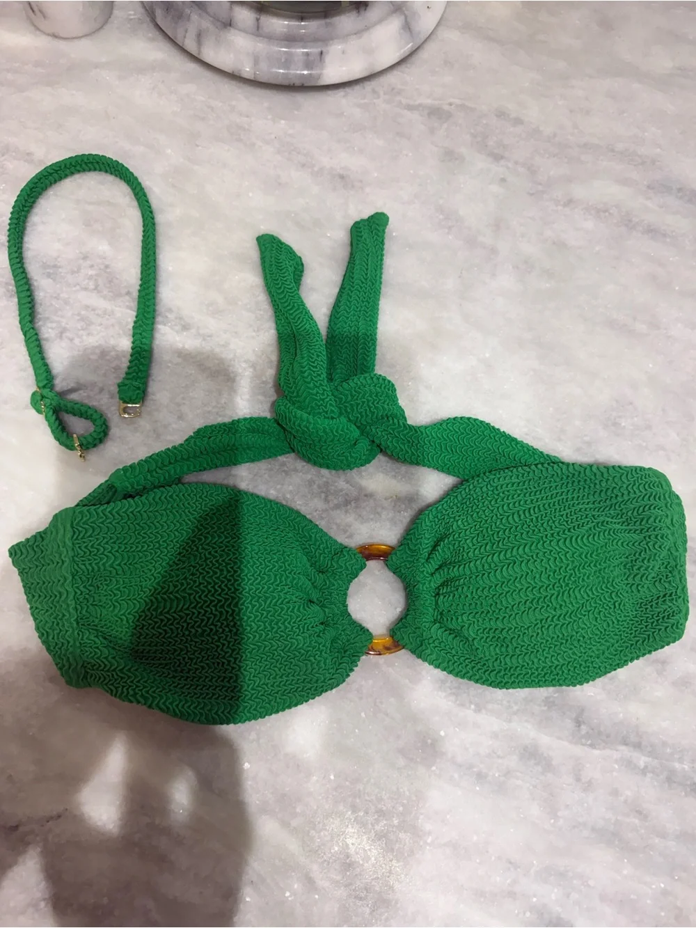 Monday Swimwear Green Bandeau Ring Bikini Set